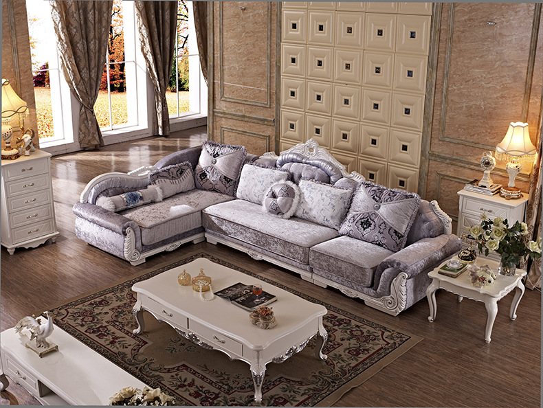 欧式布艺沙发 转角组合客厅L型简欧法式沙发