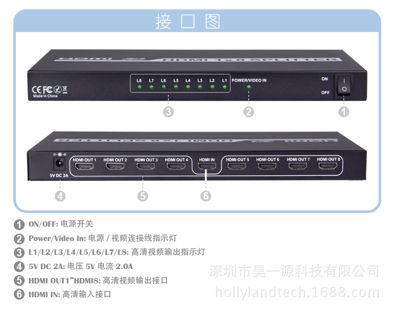 HDMI 1X8_B_01_接线