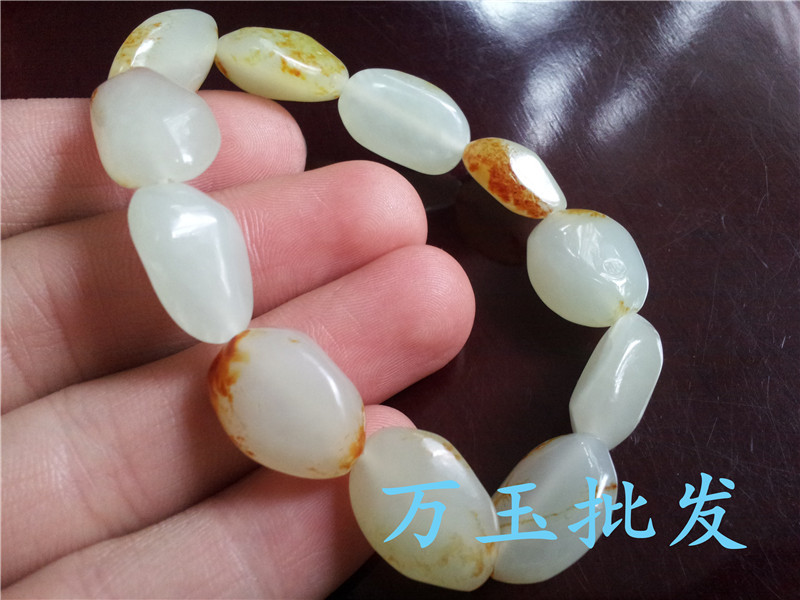 厂家直销 天然玉石新疆和田玉手链 和田籽料原石手链手串 送证书