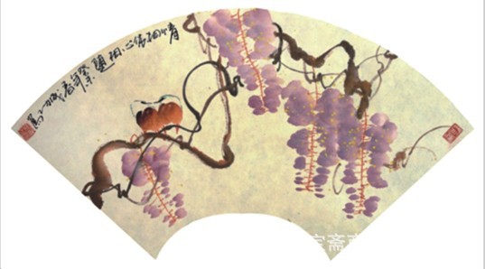 119 杨成 花鸟扇面 68x37cm