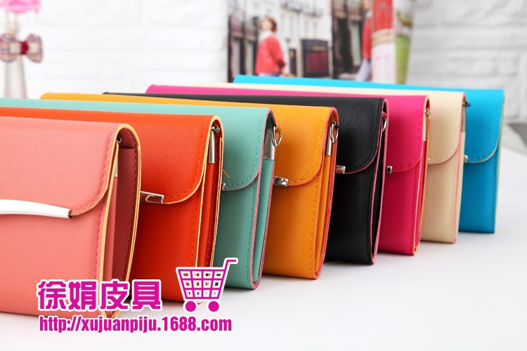 彩邊S型不加寬 女式長款手拿包單肩斜跨錢包16