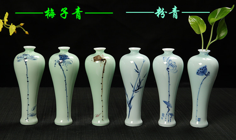 美人肩 手绘陶瓷花瓶 创意龙泉青瓷小花插 家居装饰摆件 厂家批发