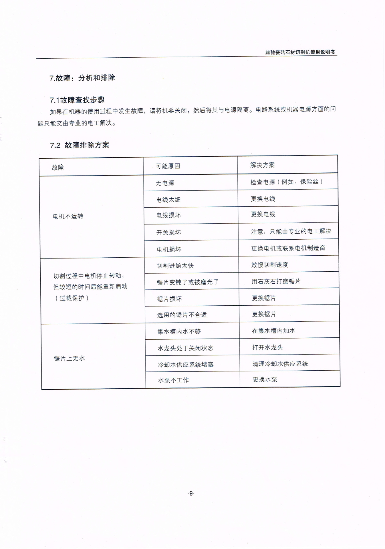 瓷砖石材切割机说明书-9