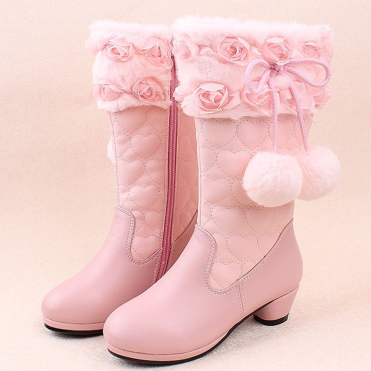 淘宝爆款2014新款女童高跟靴 儿童靴子棉鞋26-38码现货批发