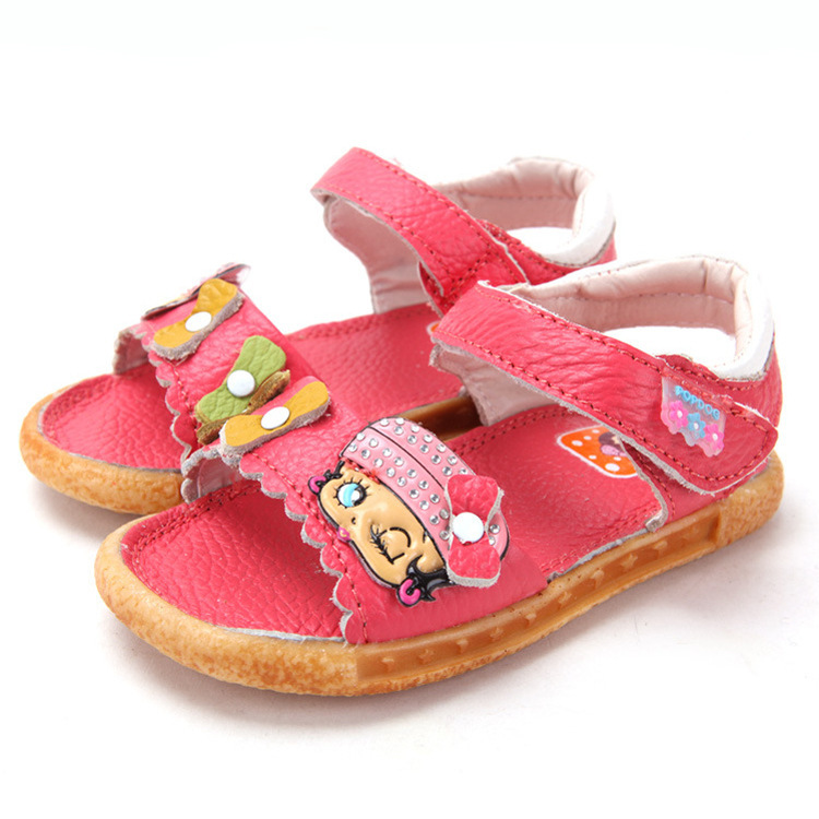 2014新款俏皮可爱卡通真皮女童凉鞋学步鞋批发