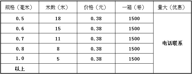 水晶线透明价格表