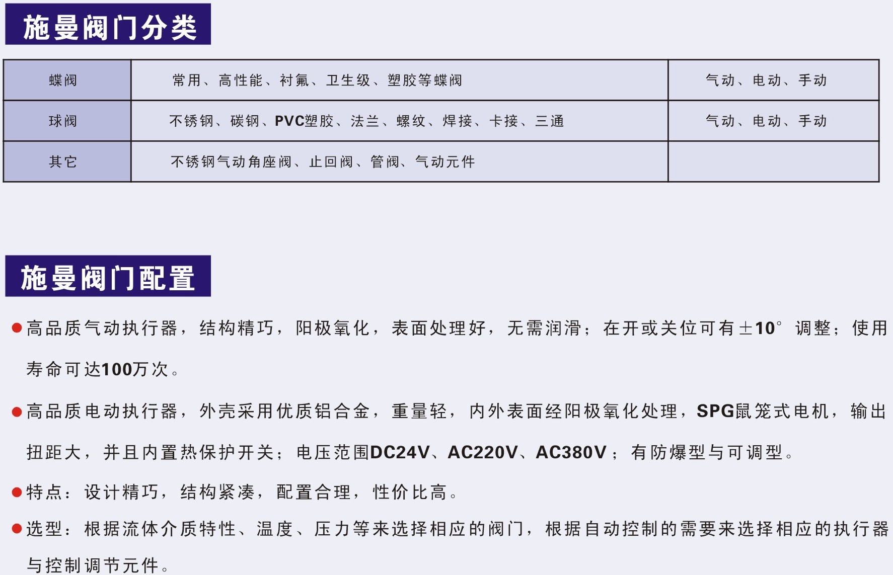 施曼阀门分类