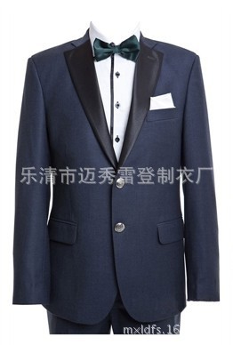 商务修身礼服定做帅气拼接设计领男士双排扣商务休闲宴会礼服定做