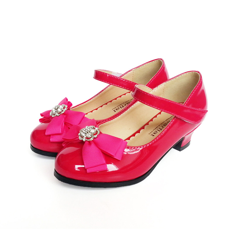 公主系女童童鞋 漆皮镶钻蝴蝶结童鞋 舒适透气童鞋 厂家批发