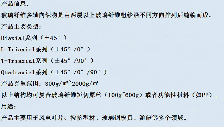 玻璃纤维多轴向布 产品说明  16