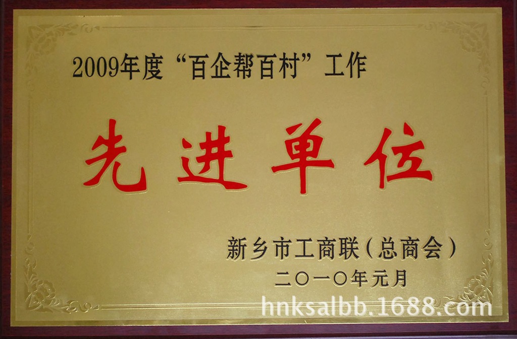 2009年度“百企帮百村”工作先进单