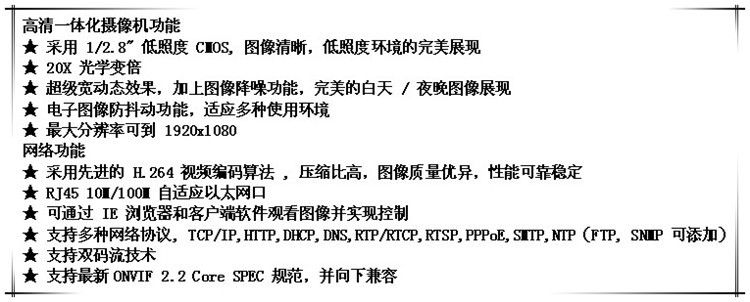 模擬1080P網絡球機產品特色