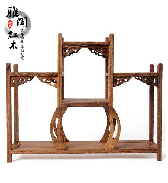 厂家直销爆款鸡翅木小博古架实木茶壶架多宝阁红木工艺品