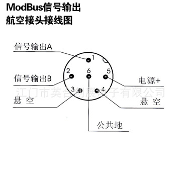 磁致伸缩位移传感器航空接头接线图-modbus信号输出