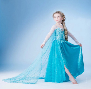 冰雪奇缘童装Frozen连衣裙 艾莎Elsa女童公主长袖披风裙女童裙