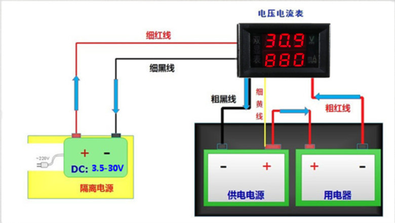 电流表在测量中取电中连接图