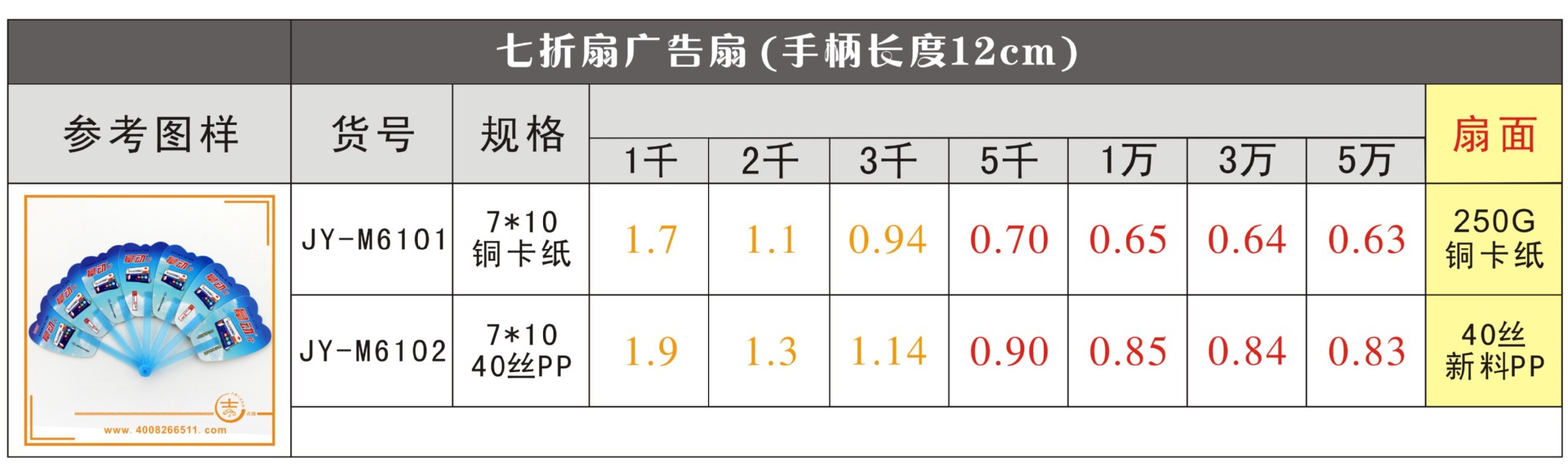 七折扇价格