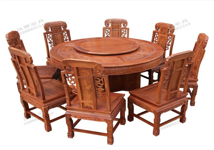 酒店包房红木电动餐桌椅 酒店包房红木电动餐桌椅