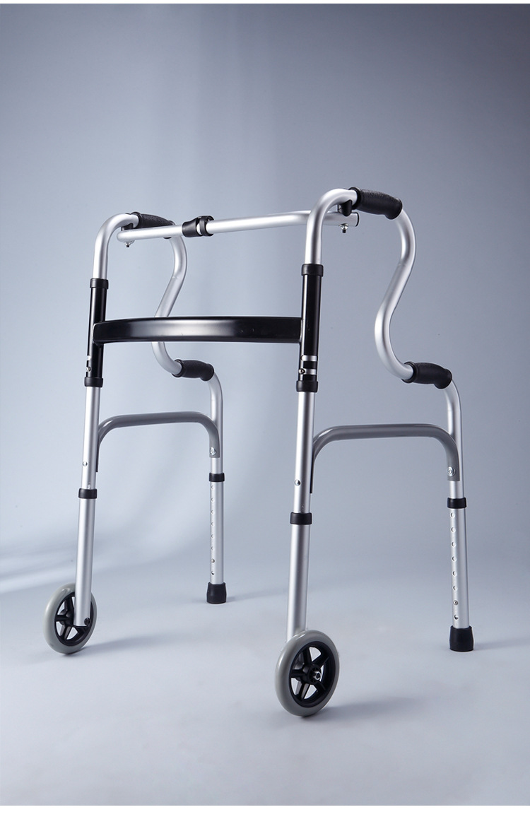 福仕得出口铝合金老人助行器残疾人助步器老年人四脚拐杖拐棍带轮