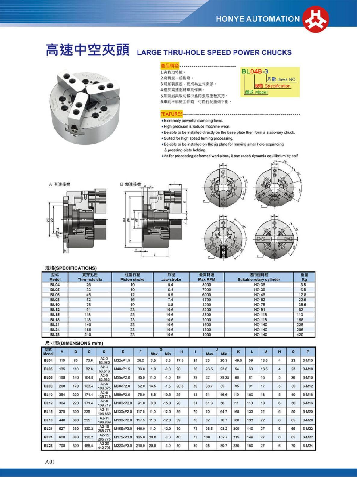 浩扬中空卡盘尺寸