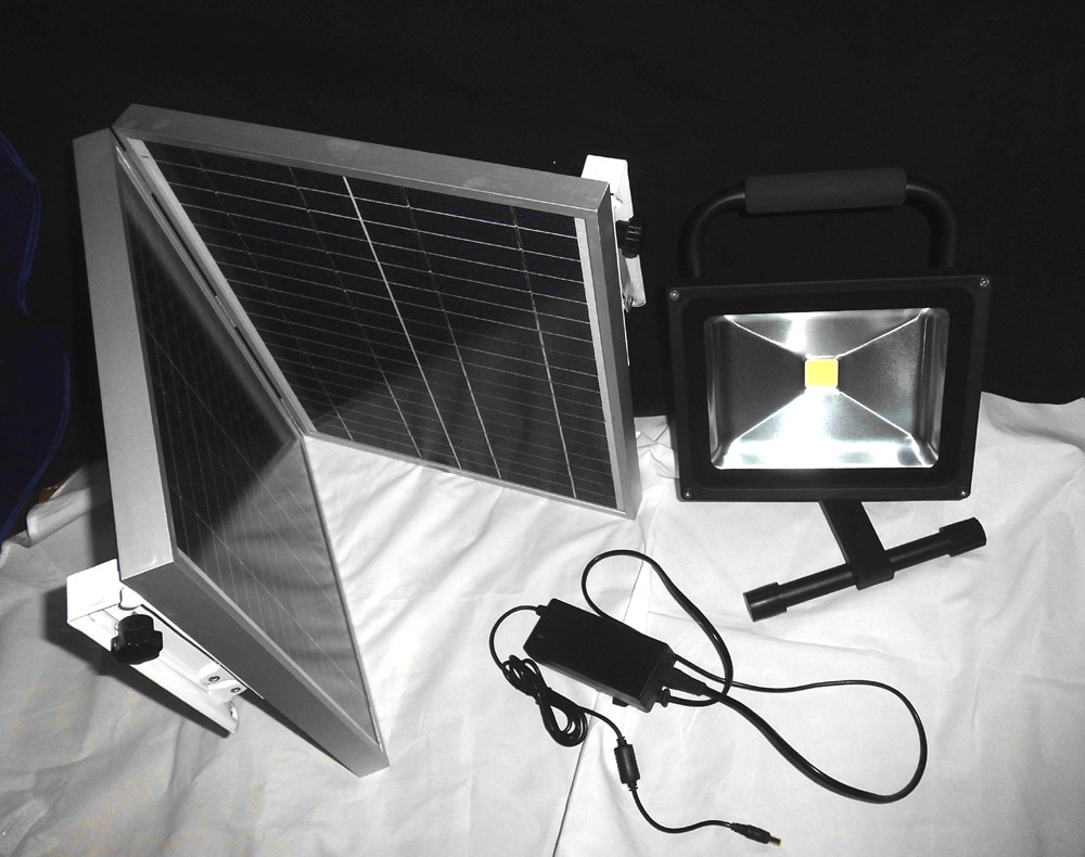 太阳能手提灯 30W LED手提式野营灯户外应急照明泛光灯单晶硅太阳能板充电灯