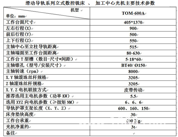 立式加工中心600A硬轨机