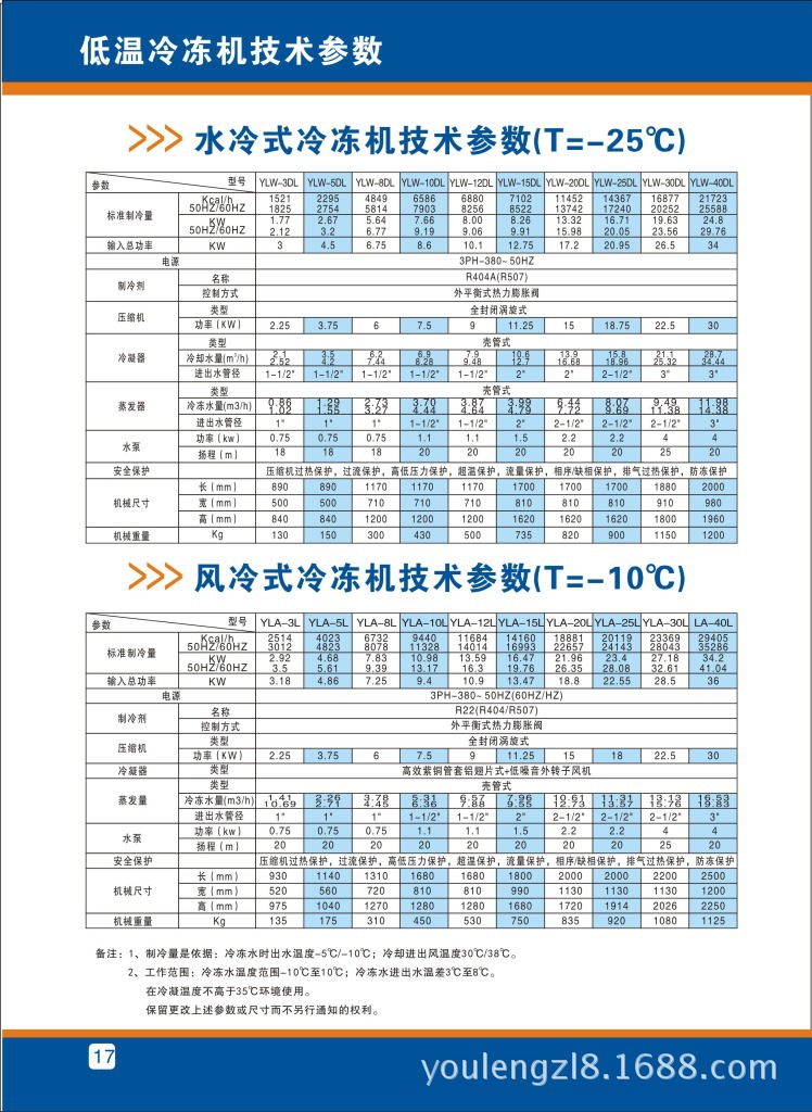 17水、风冷低温冷冻机