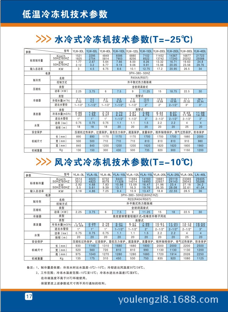 17水、风冷低温冷冻机