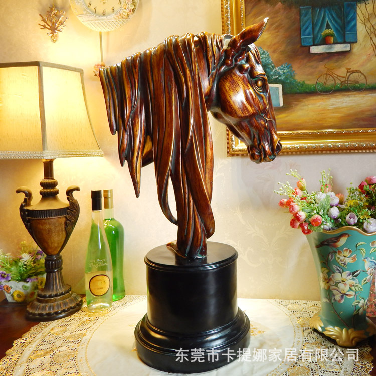 katina/卡提娜 欧式工艺品 古铜色大将军马头装饰摆设摆件