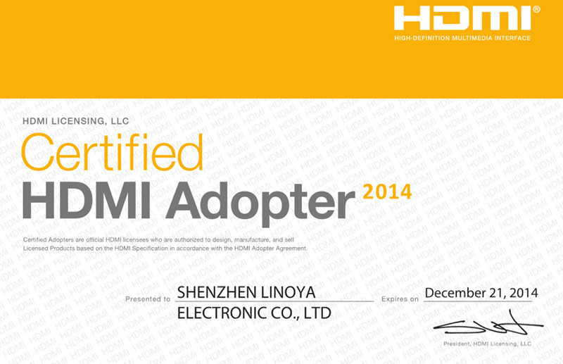 hdmi2014證書