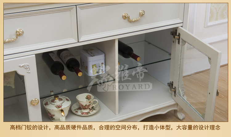 厂家批发直销 欧式实木象牙白餐边柜 法式厨房储物柜质量保证