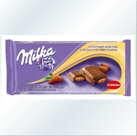 进口俄罗斯巧克力MILKA/妙卡巧克力,大杏仁夹心巧克力