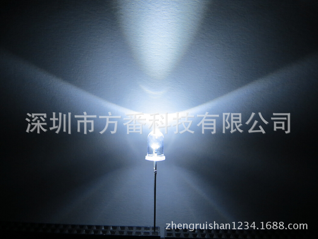 超高亮f5圆头白发白色光,led灯珠,5mm发光二极管灯 长脚