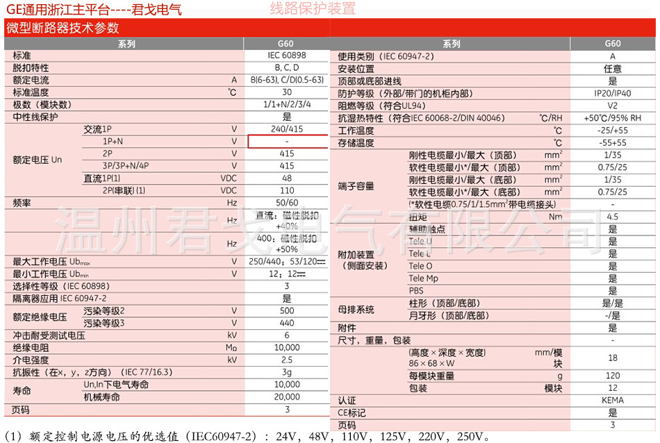 G60技術參數