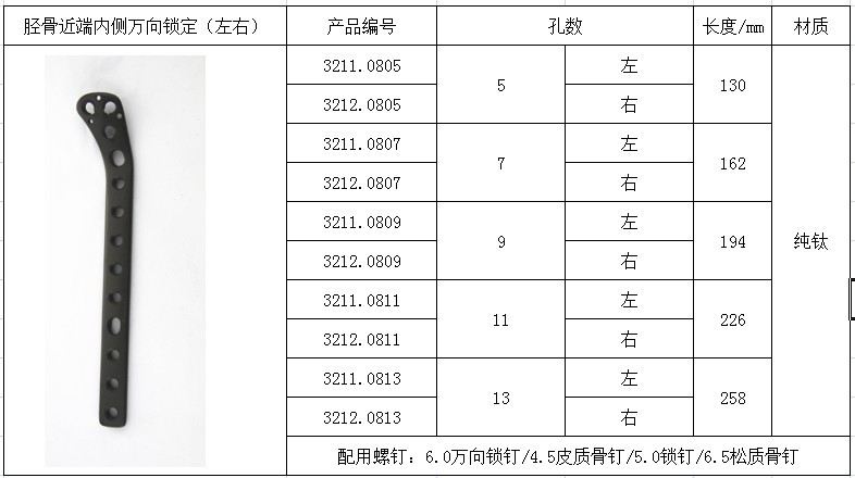 【接骨板】专业生产金属接骨板胫骨近端内侧万向锁定钢板纯