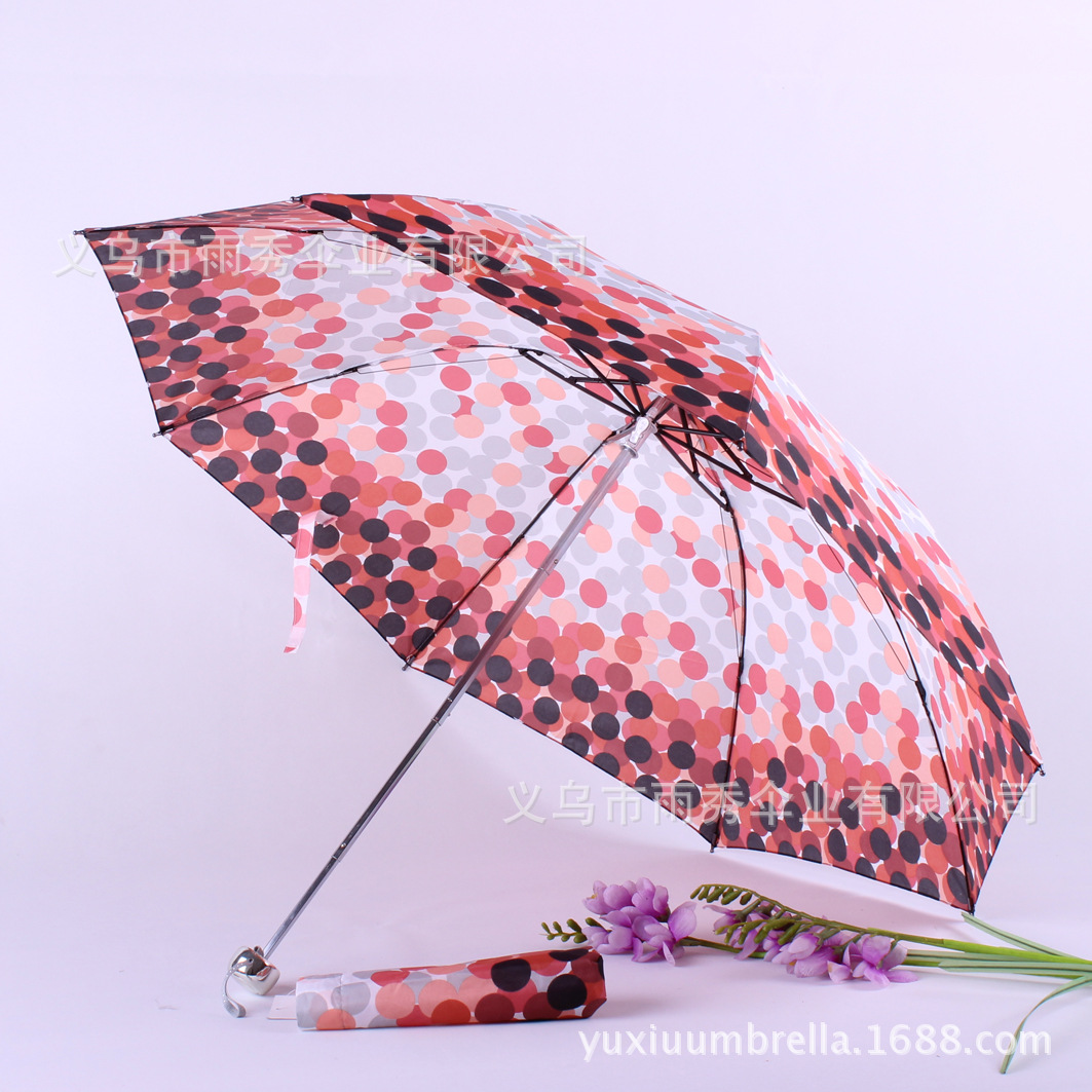 雨秀 女士三折雨伞 圆点泡泡外贸雨伞
