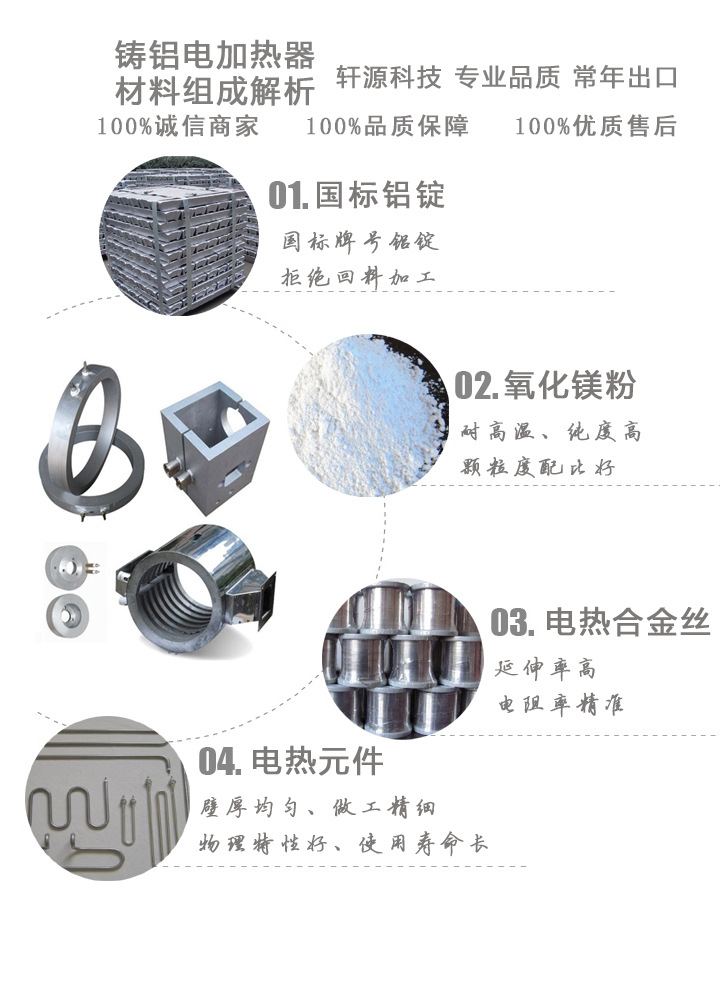 铸铝电加热器，特氟龙发热板，防腐防粘，进口原料，质保yi年
