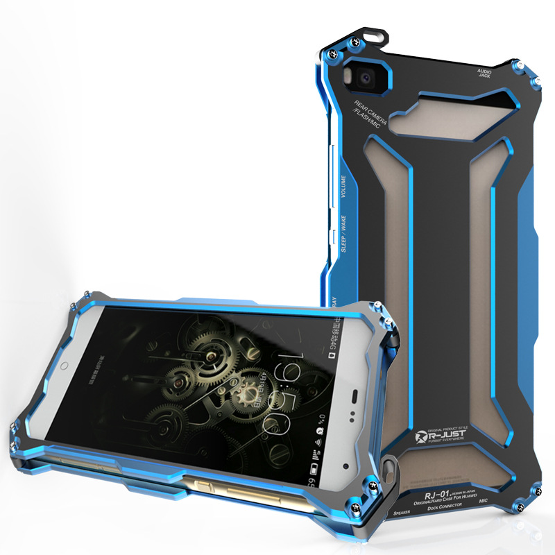 R-JUST GUNDAM Shockproof Aluminum Alloy Double Color Oxidation Metal Protective Case for Huawei Ascend P8/ P8 Lite