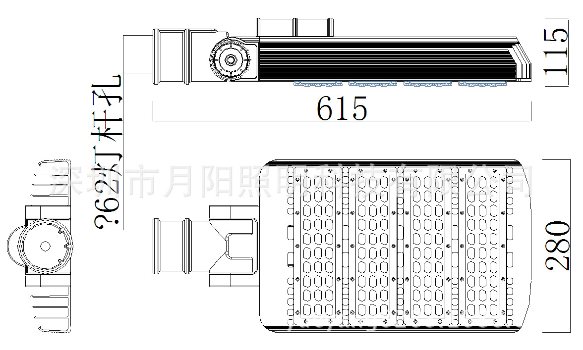 C款路灯4模组尺寸图