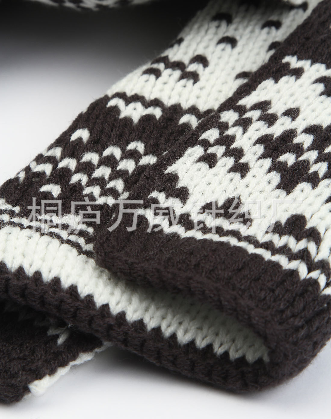 秋冬加厚黑白色织毛线围巾 腈纶织花针织围巾 男女通用