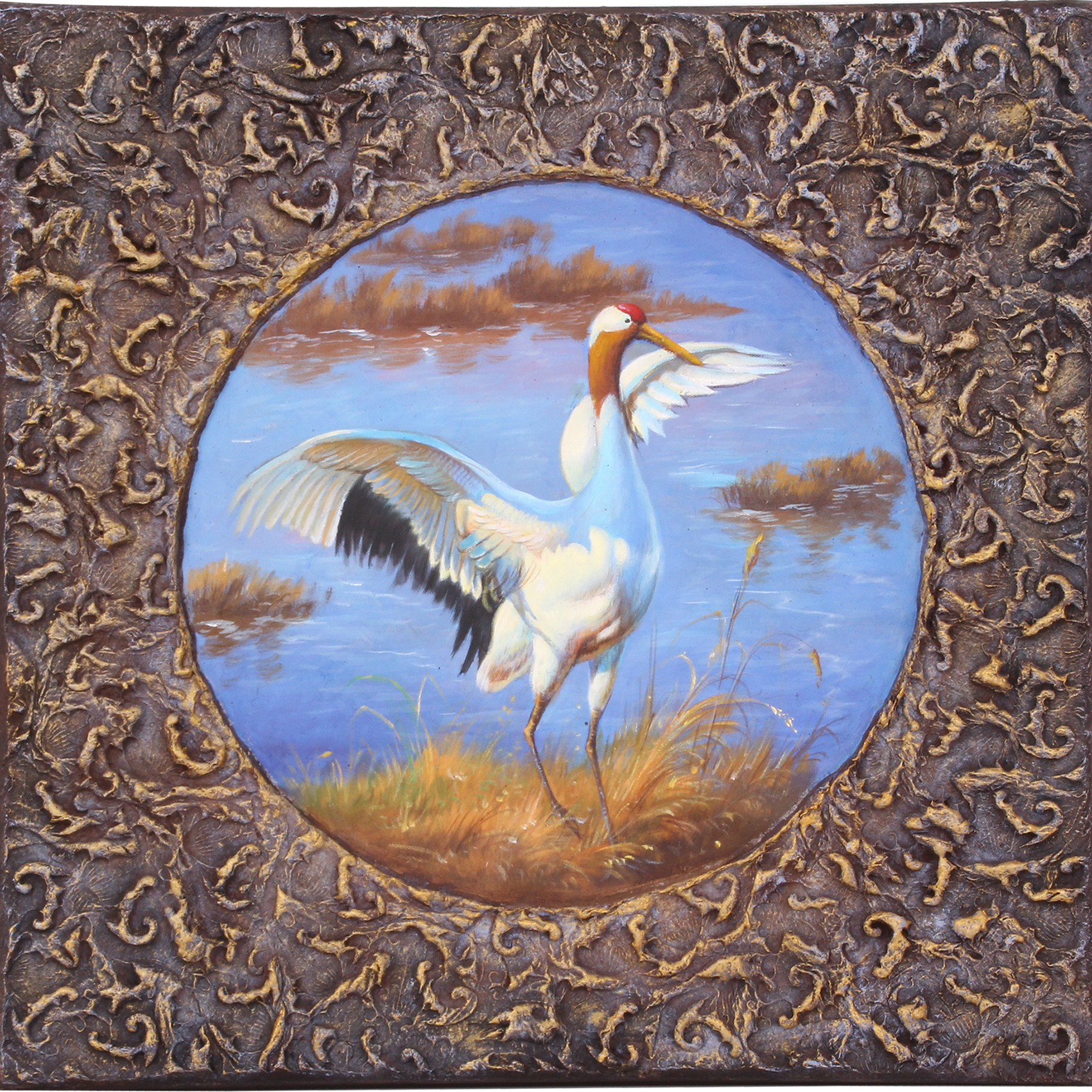 雕中油画 动物系列 竹炭油画装饰画 立体雕画工艺礼品画 厂家直销图片