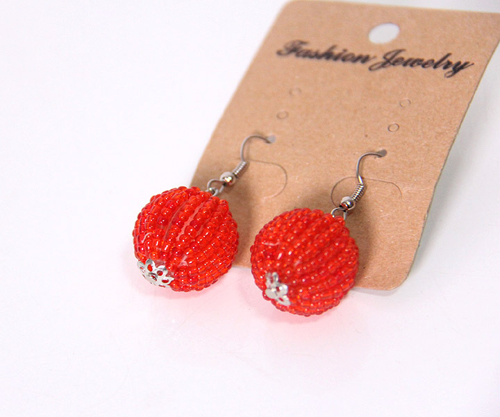 可爱红灯笼米珠耳环