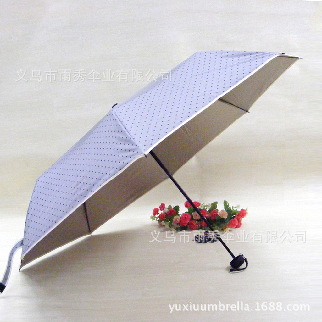 雨秀 三折九合板金胶韩版雨伞