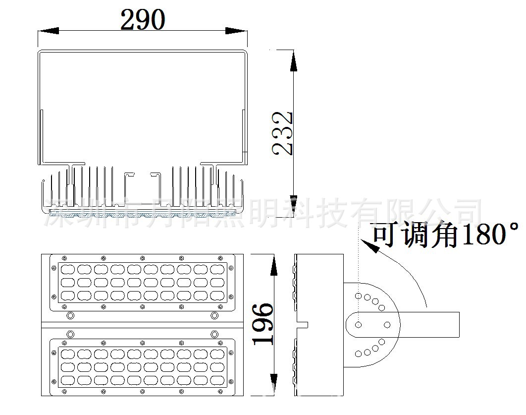 横模组隧道灯60W图纸