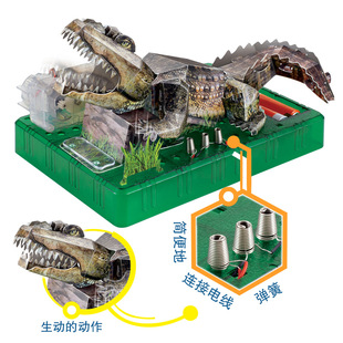 学生益智科教玩具 3d电动鳄鱼拼图 儿童电动仿真鳄鱼折纸模型