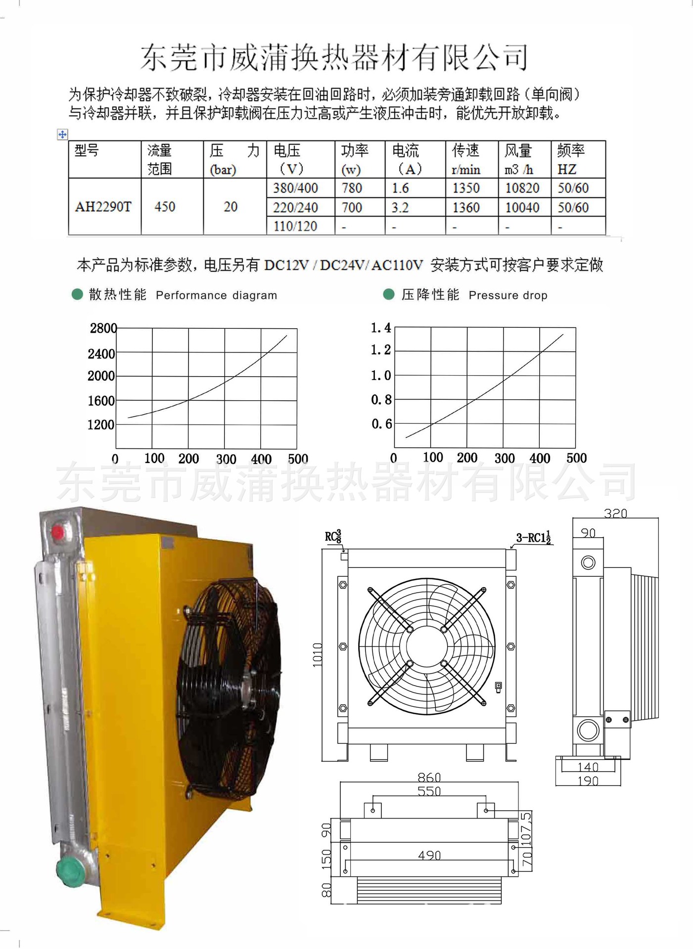 专业生产风冷却器,液压风冷却器ah2290t