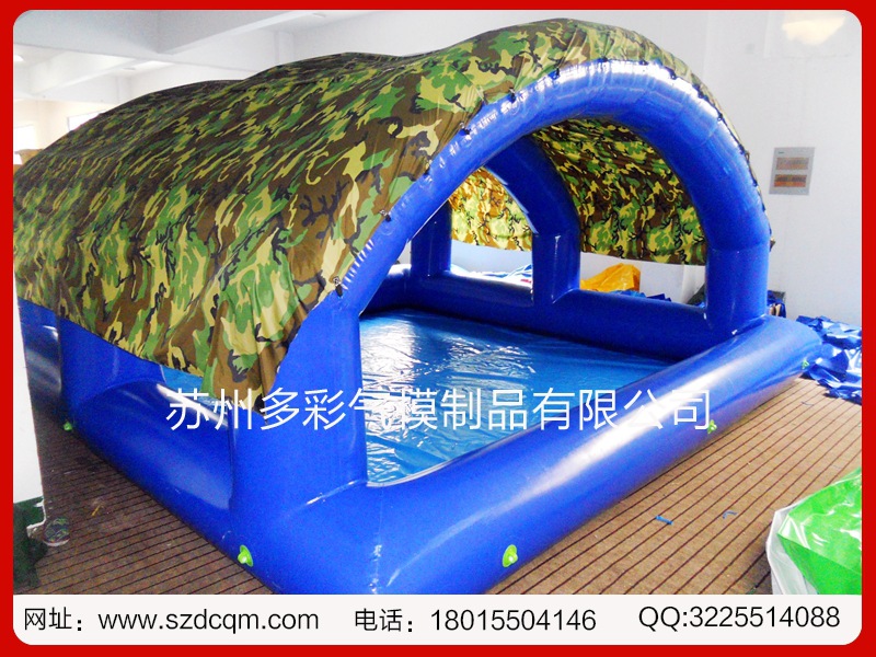 多彩厂家推荐充气水池 可移动户外帐篷水池 遮阴避雨充气游泳池