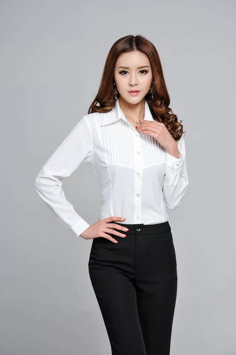 2015春秋季新品olf韩国修身职业装女装 白衬衫女长袖工作服衬衣潮