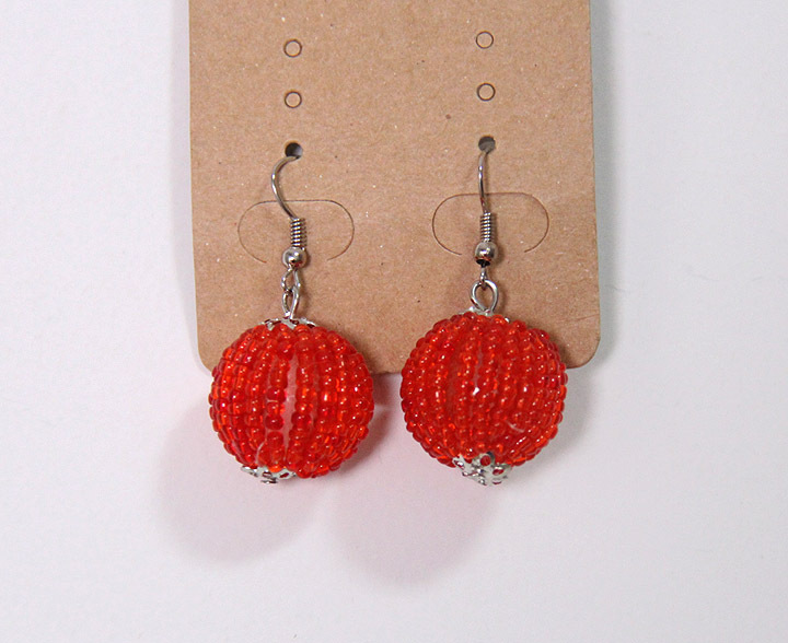 可爱红灯笼米珠耳环