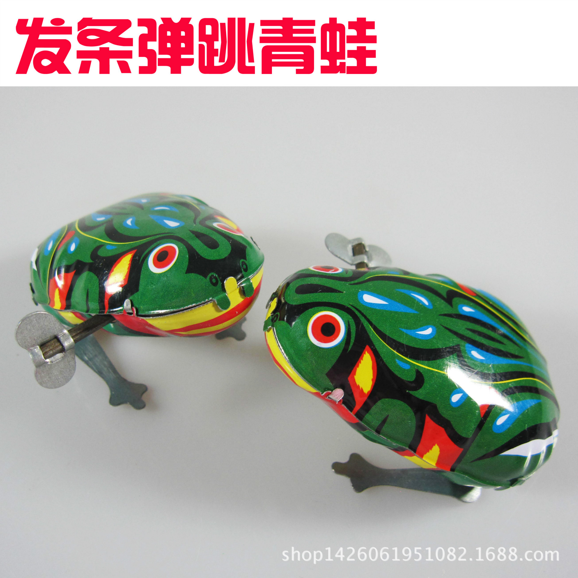 铁皮青蛙 上链小动物发条怀旧玩具水游泳绿青蛙厂家直***23050